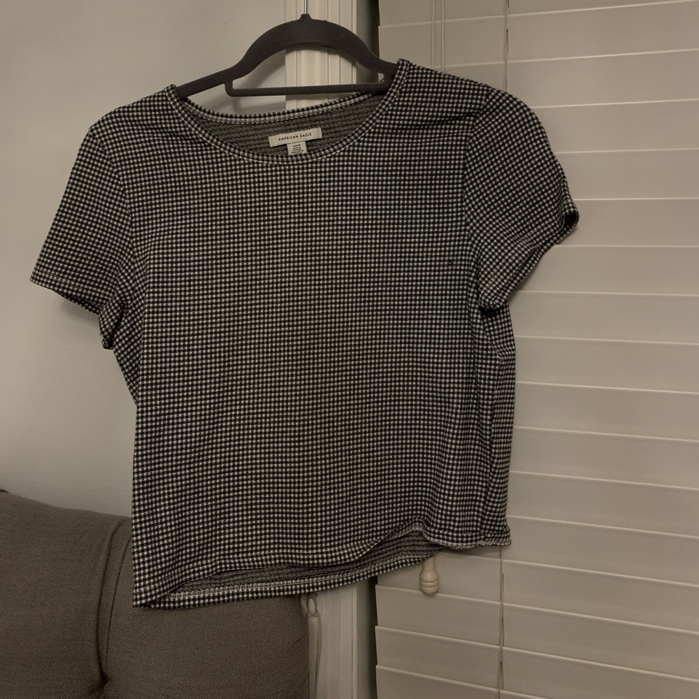 Black and White Checkered Crop Tee